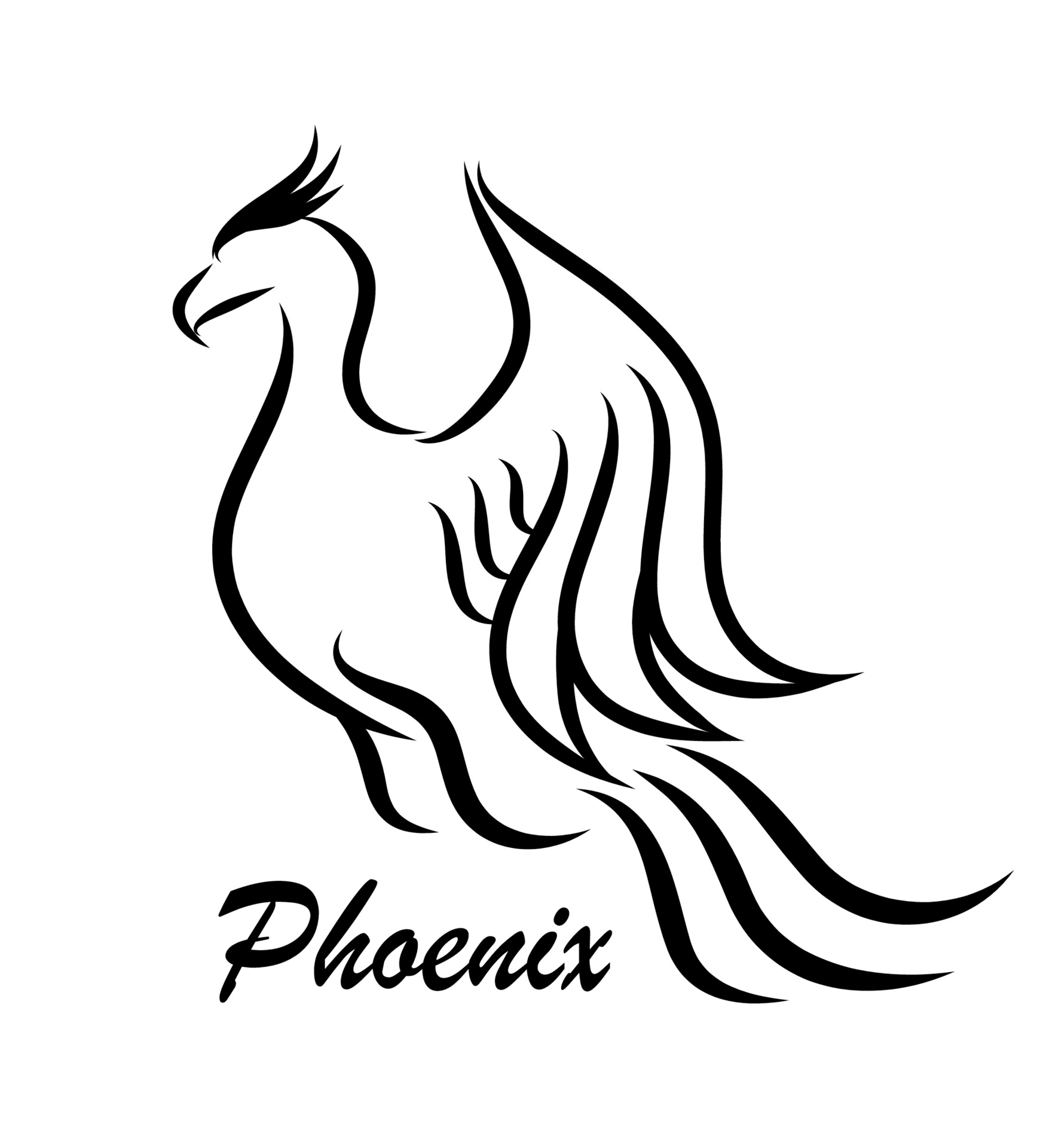 Phoenix Logo Line Art Vector Illustration 2246856 Vector Art at Vecteezy