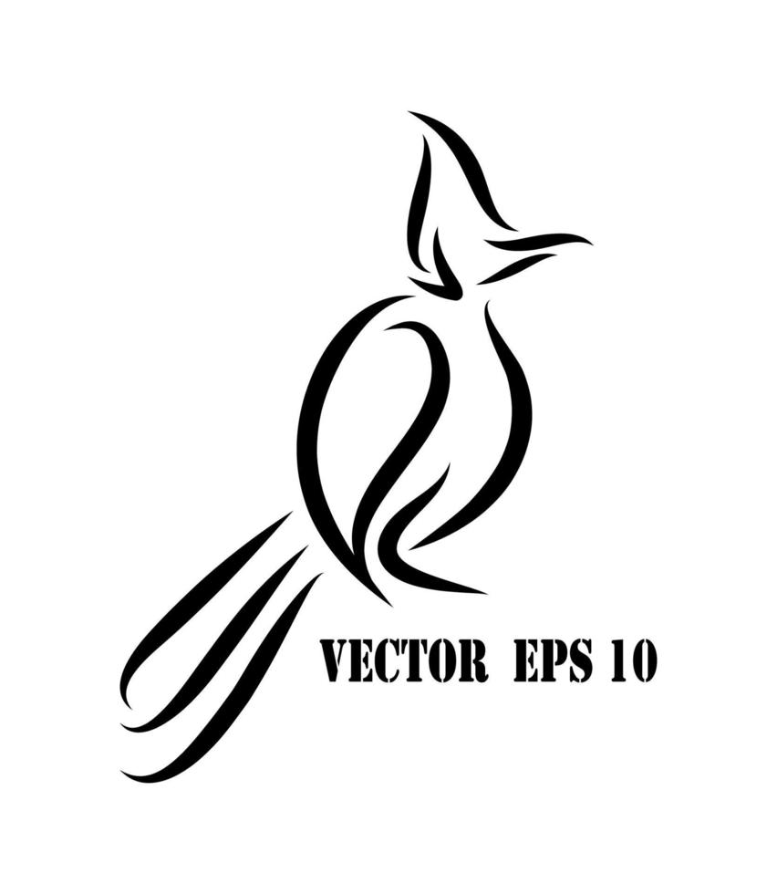 Line art vector of Red-whiskered bulbul bird eps 10