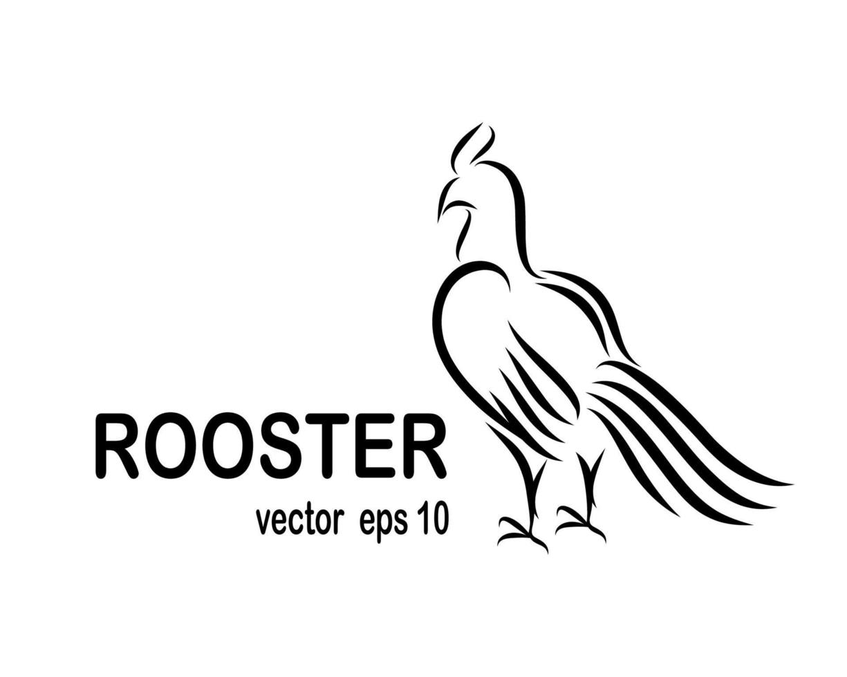 Line art vector of rooster that is standing.