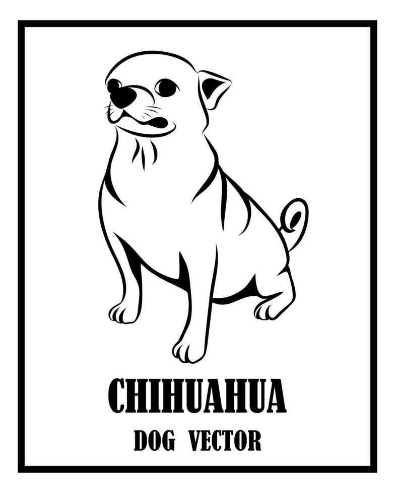 chihuahua, perro, blanco y negro, vector, eps, 10 vector