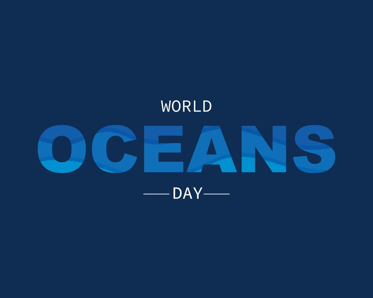 World Oceans Day With Text Wave vector