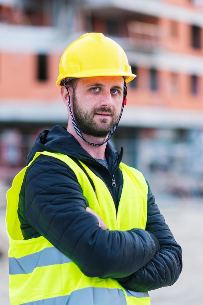 Building construction worker engineer posing photo