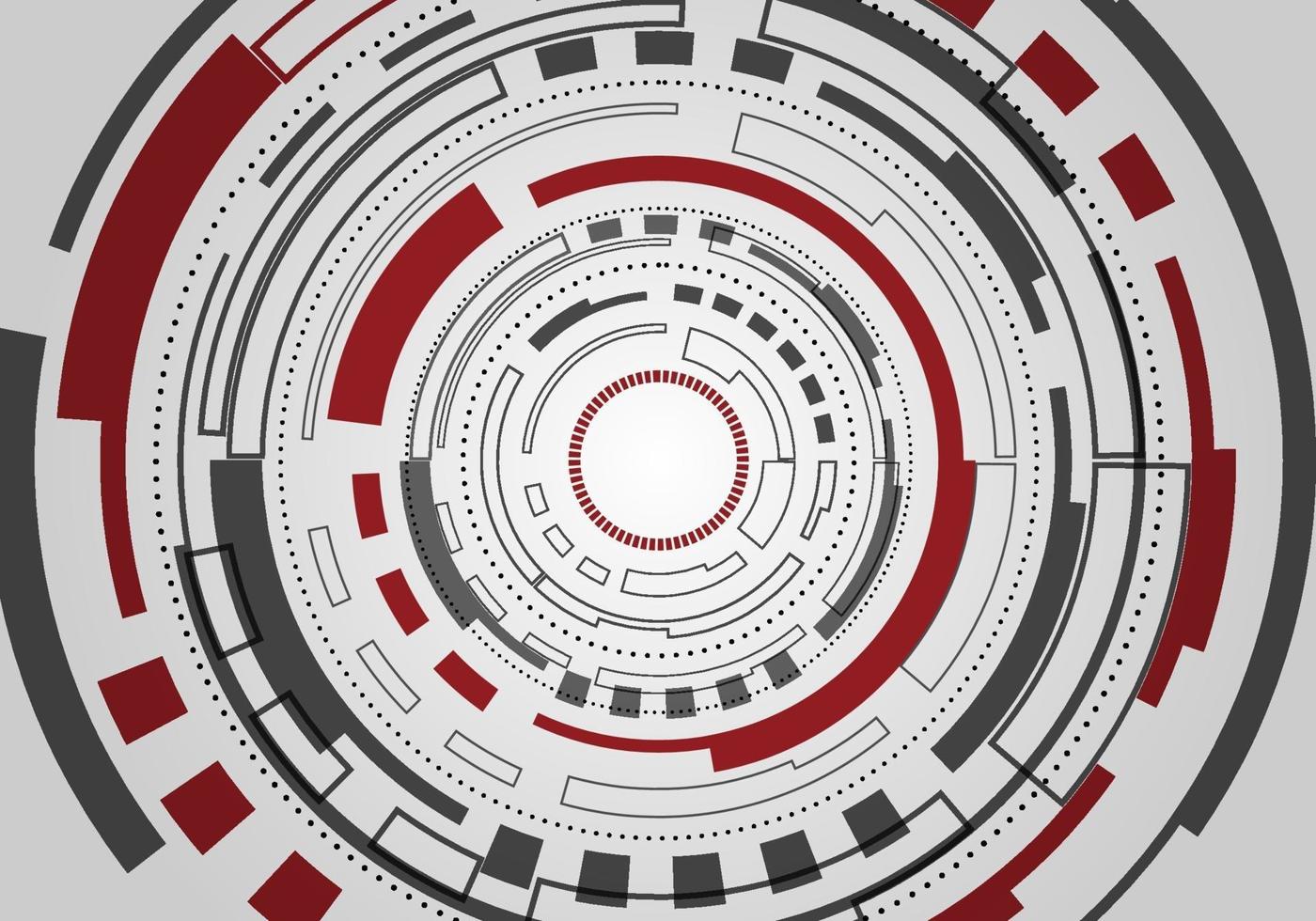 tecnología abstracta concepto futurista círculos grises y rojos pantalla hud vector