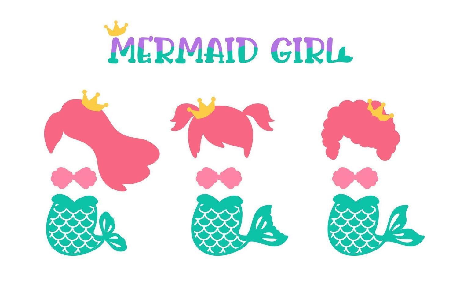 Baby mermaid. A cute girl with a fish tail Isolated on white background vector