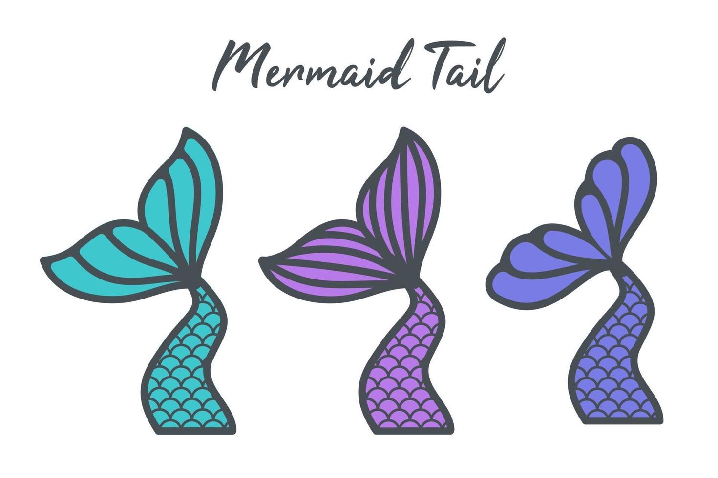 Vector mermaid tail with rainbow scales Design for girls Isolated on white ...