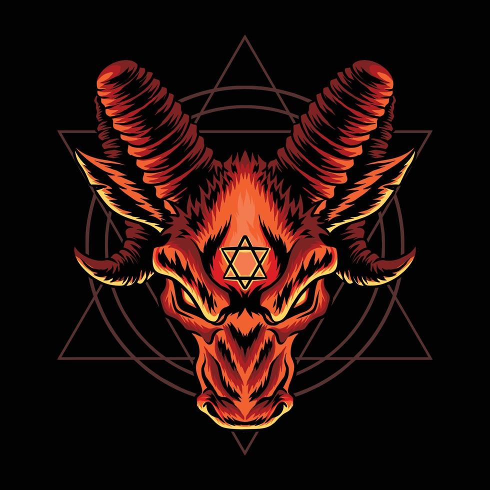 cabeza de cabra del diablo para el logotipo de la banda de rock metal ilustraciones vectoriales vector