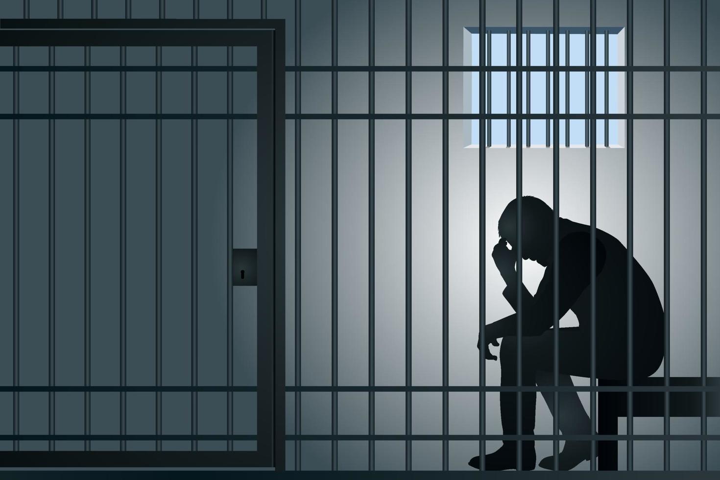 A Man thinking in prison vector