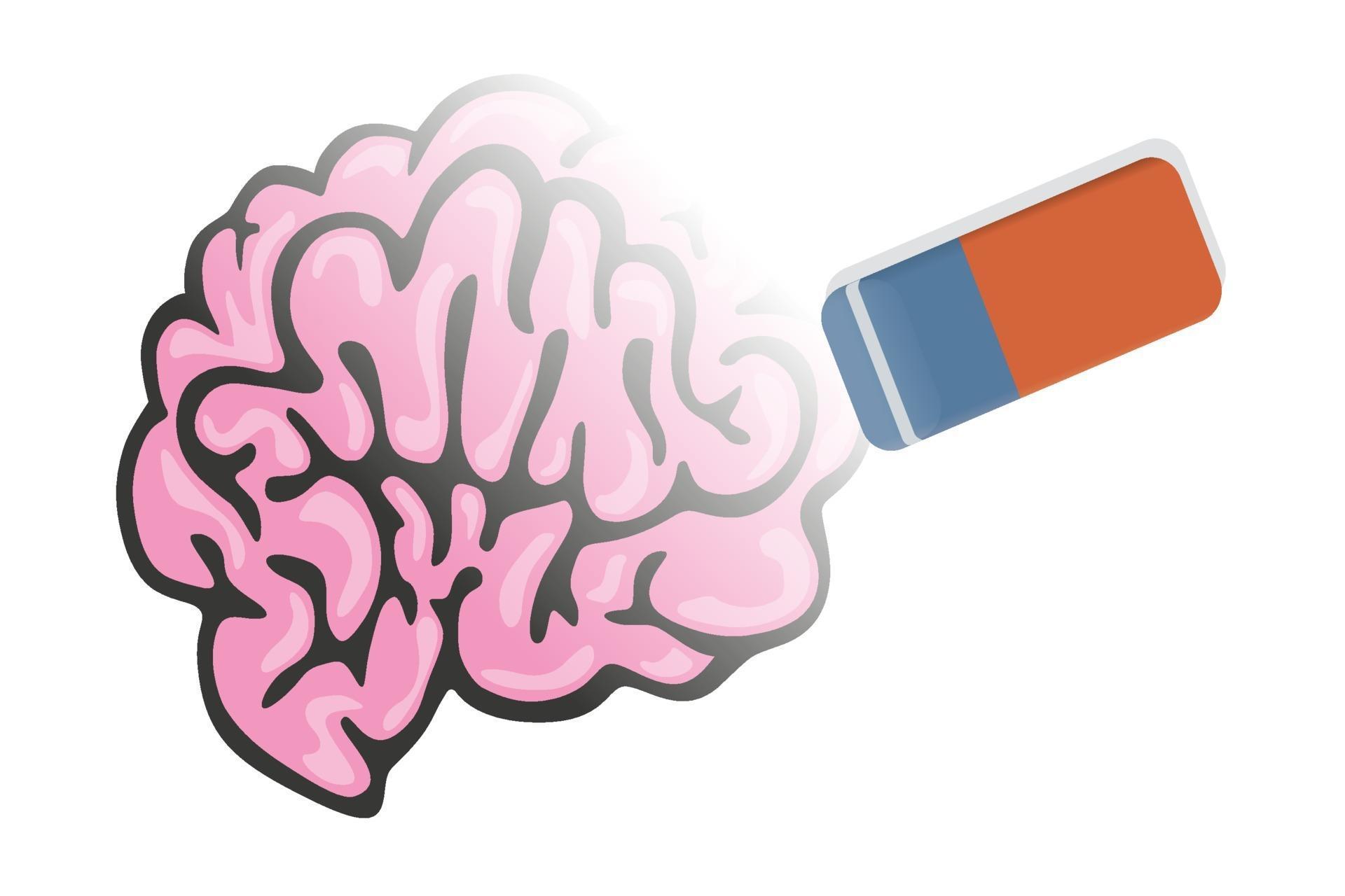 An Eraser Erases the Memory of a Brain 2247449 Vector Art at Vecteezy