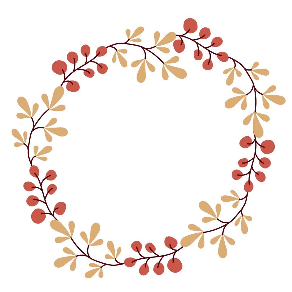 Autumn leaves and berries wreath vector