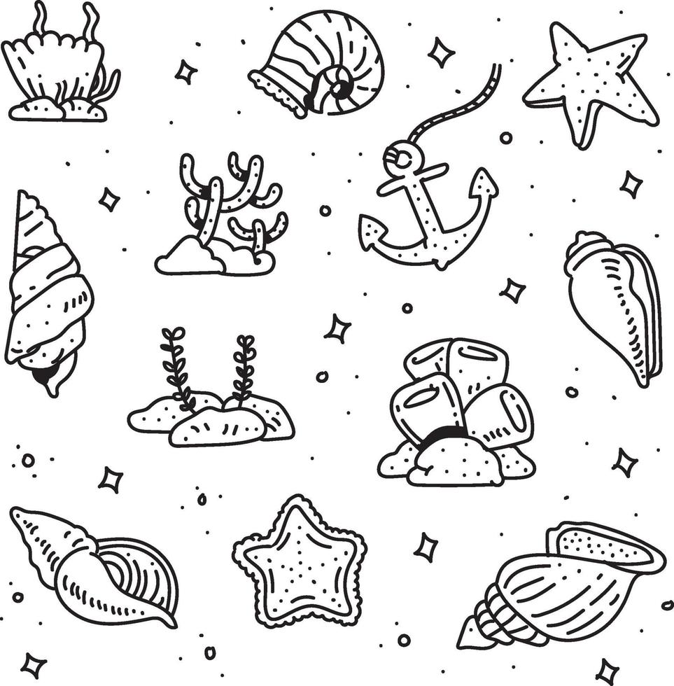 Coral doodle style. Coral drawing style vector