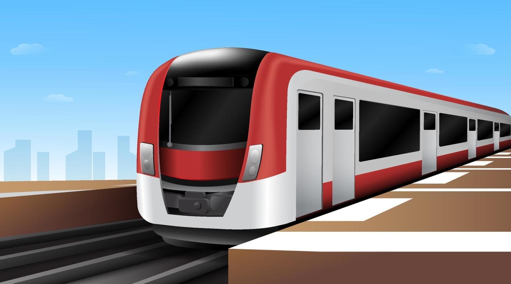 Trenes eléctricos de alta velocidad. transporte público en ciudad metropolitana. ilustración vectorial. vector