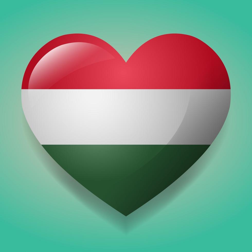 heart with Hungary flag symbol illustration vector