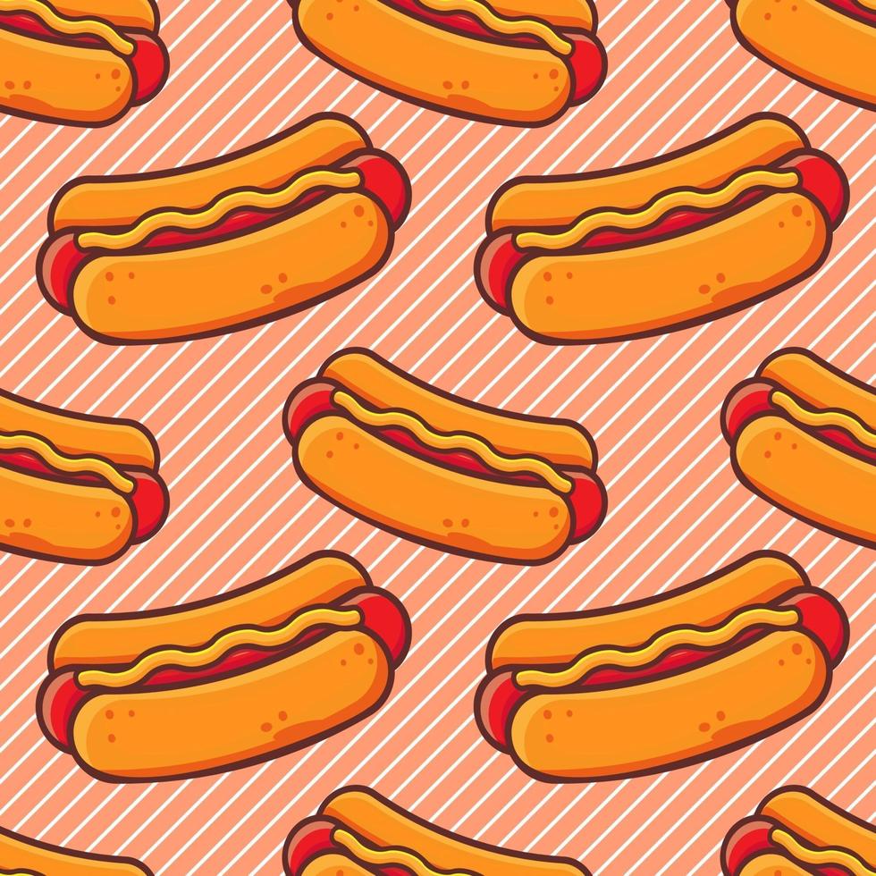 hot dog fast food seamless pattern illustration vector