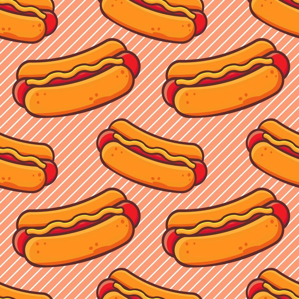hot dog fast food seamless pattern illustration vector