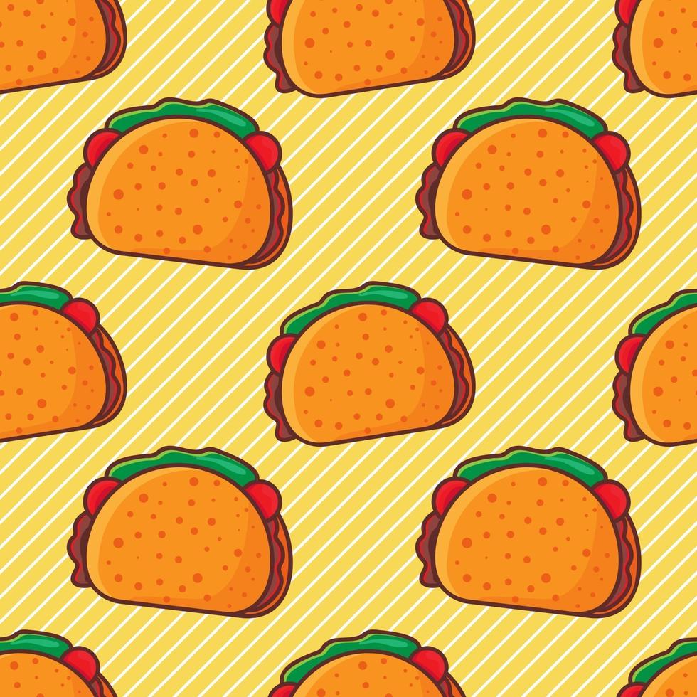 tacos, comida, seamless, patrón, ilustración vector