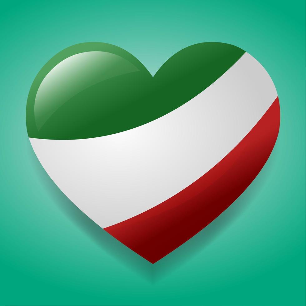 heart with italy flag symbol illustration vector