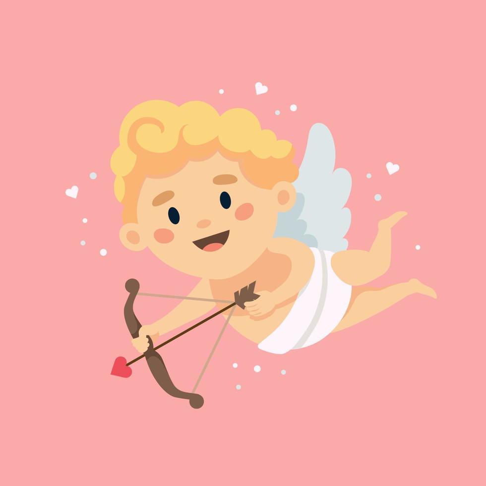 Cute cupid character. Happy Valentine's day vector illustration in cartoon style