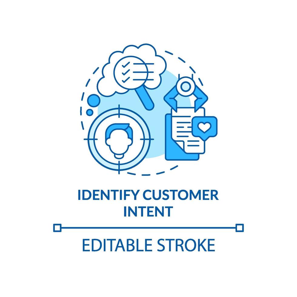 Identify customer intent blue concept icon vector