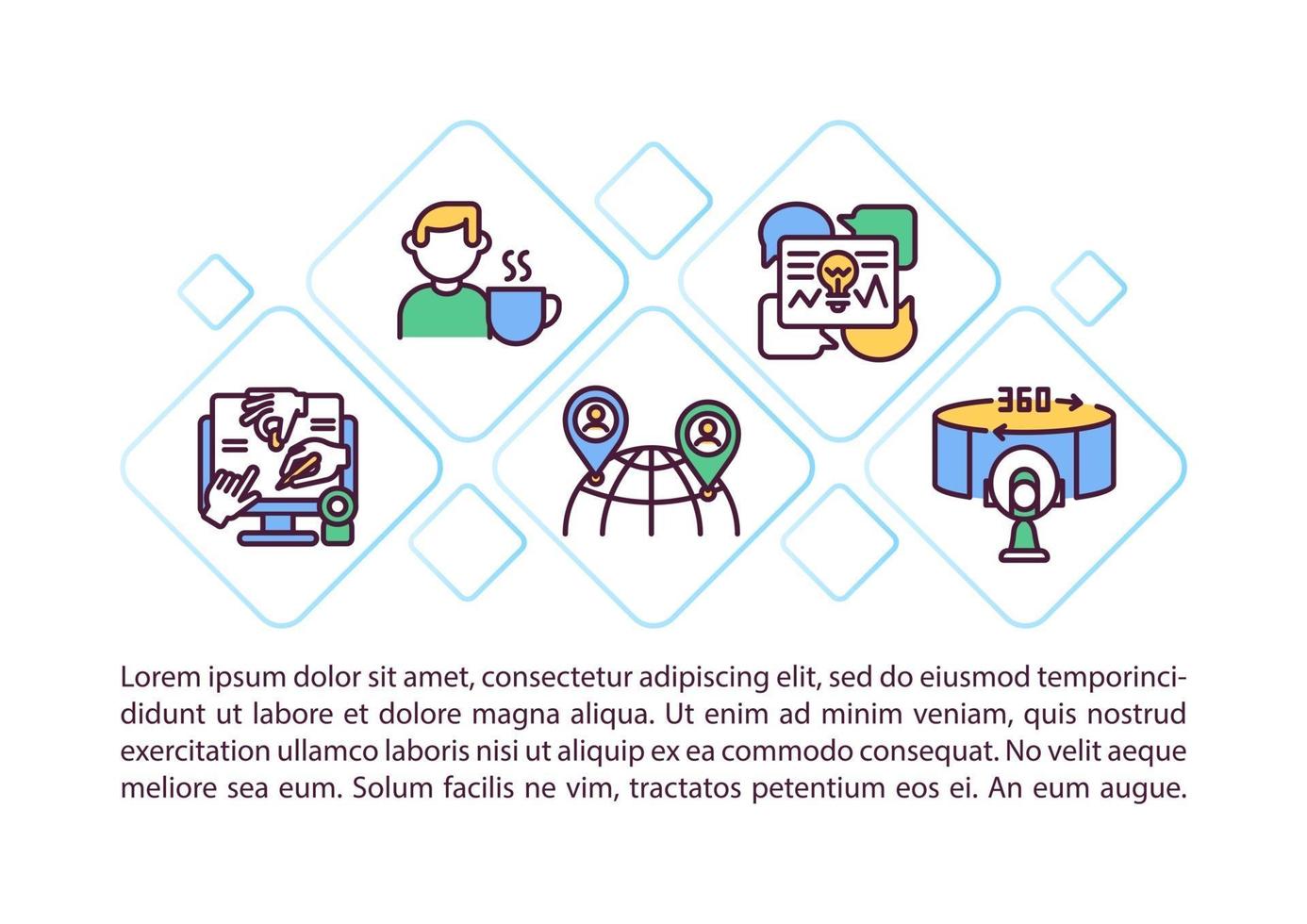 Virtual event advantages concept line icons with text vector