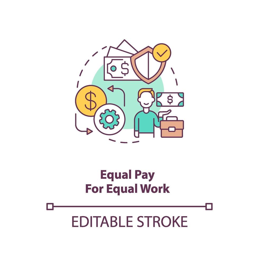 Equal pay for equal work concept icon vector