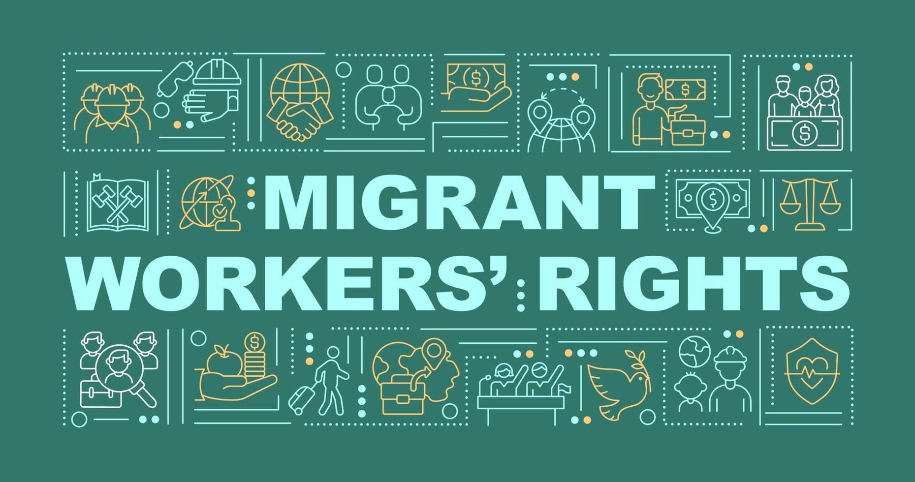 banner de conceptos de palabra de derechos de los trabajadores migrantes vector