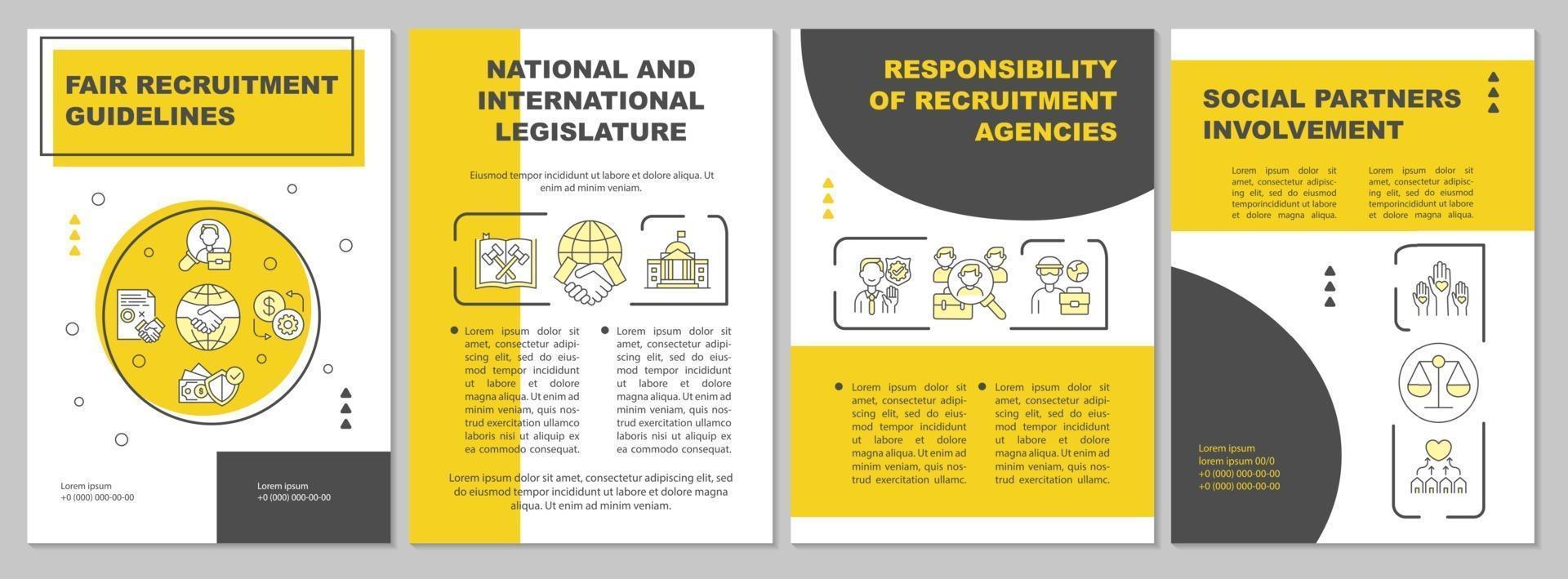 Fair recruitment guidelines brochure template vector