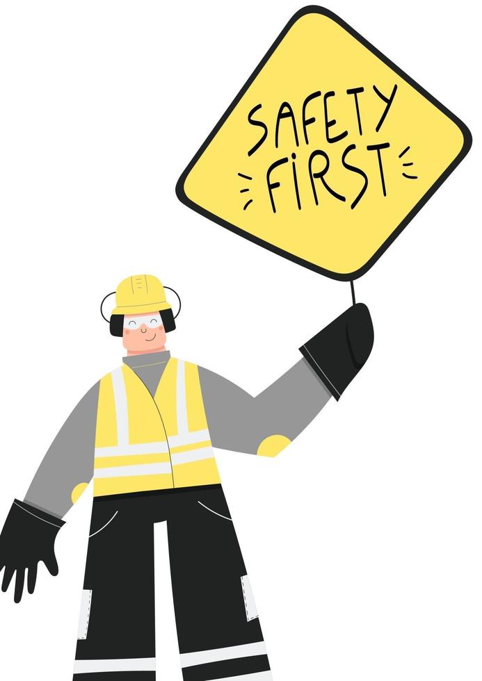 Safety first poster with Industrial worker vector