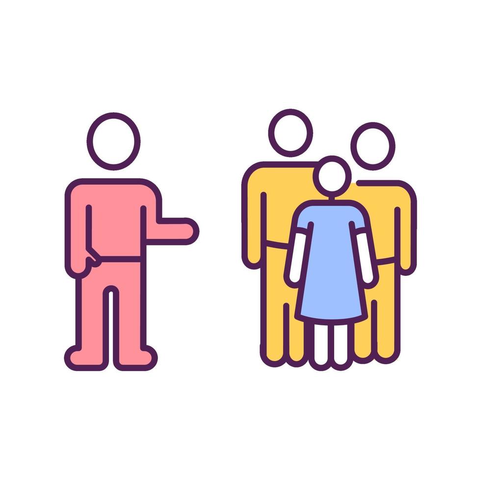 Avoiding infected people RGB color icon vector