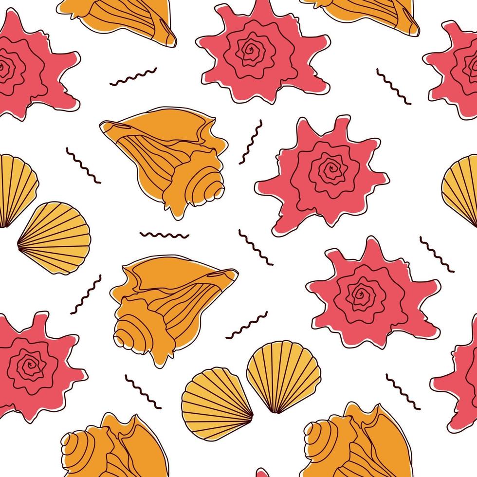 Summer vibes seashells seamless pattern vector