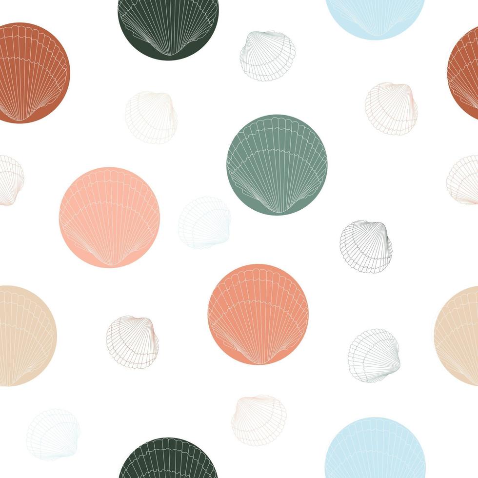 patrón sin fisuras con conchas de contorno y burbujas de colores vector