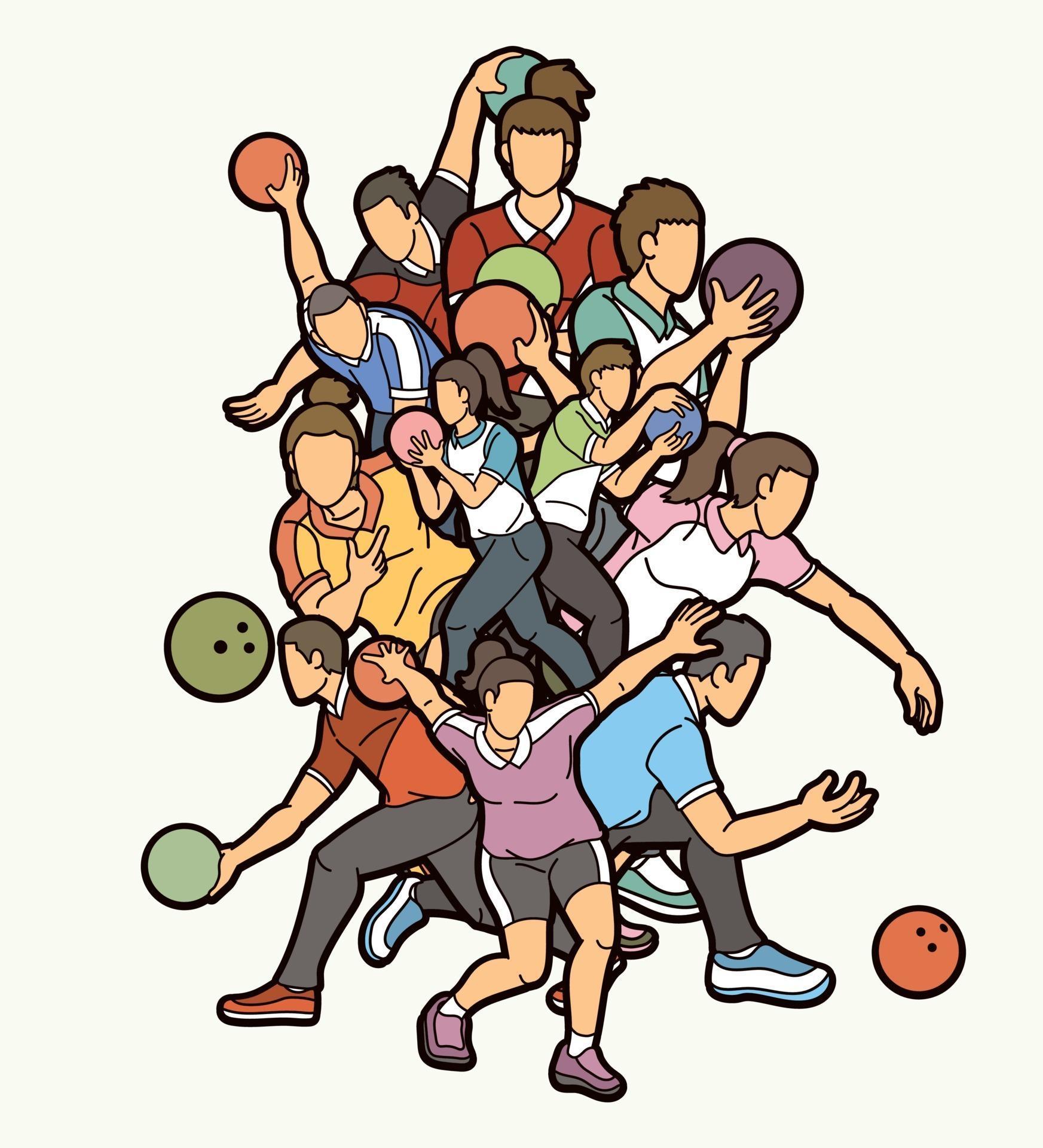 Group of Bowling Sport Players Men and Women 2248357 Vector Art at Vecteezy