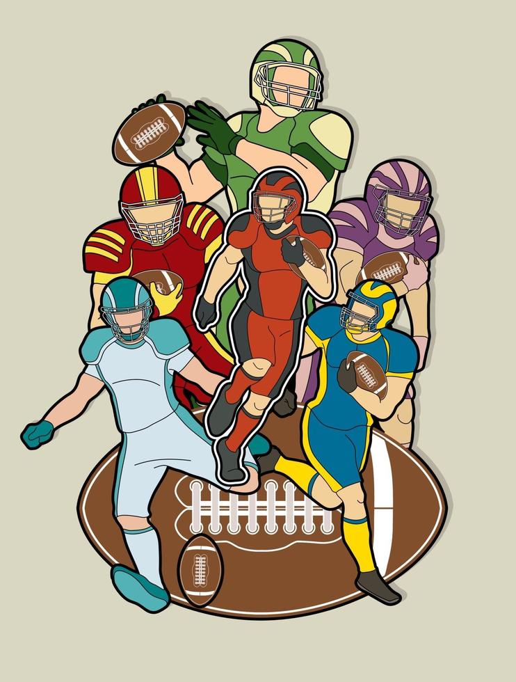 American Football Men Players Cartoon vector