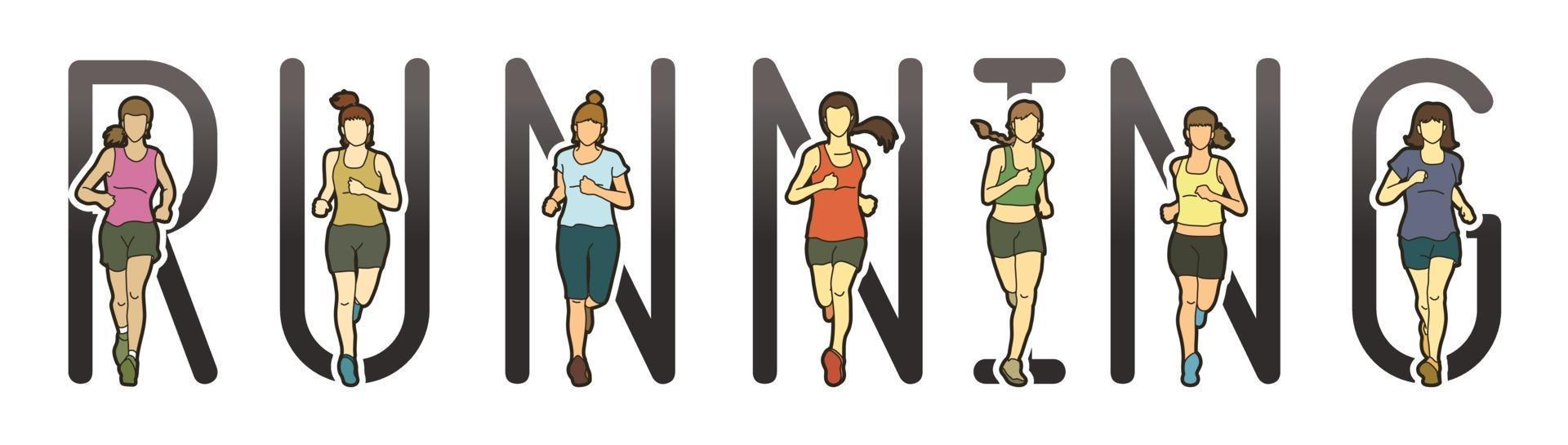 Women Marathon Runner  with Text Running vector