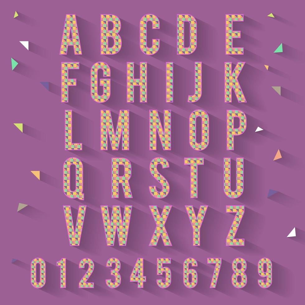 Mosaic colorful tile alphabet set vector