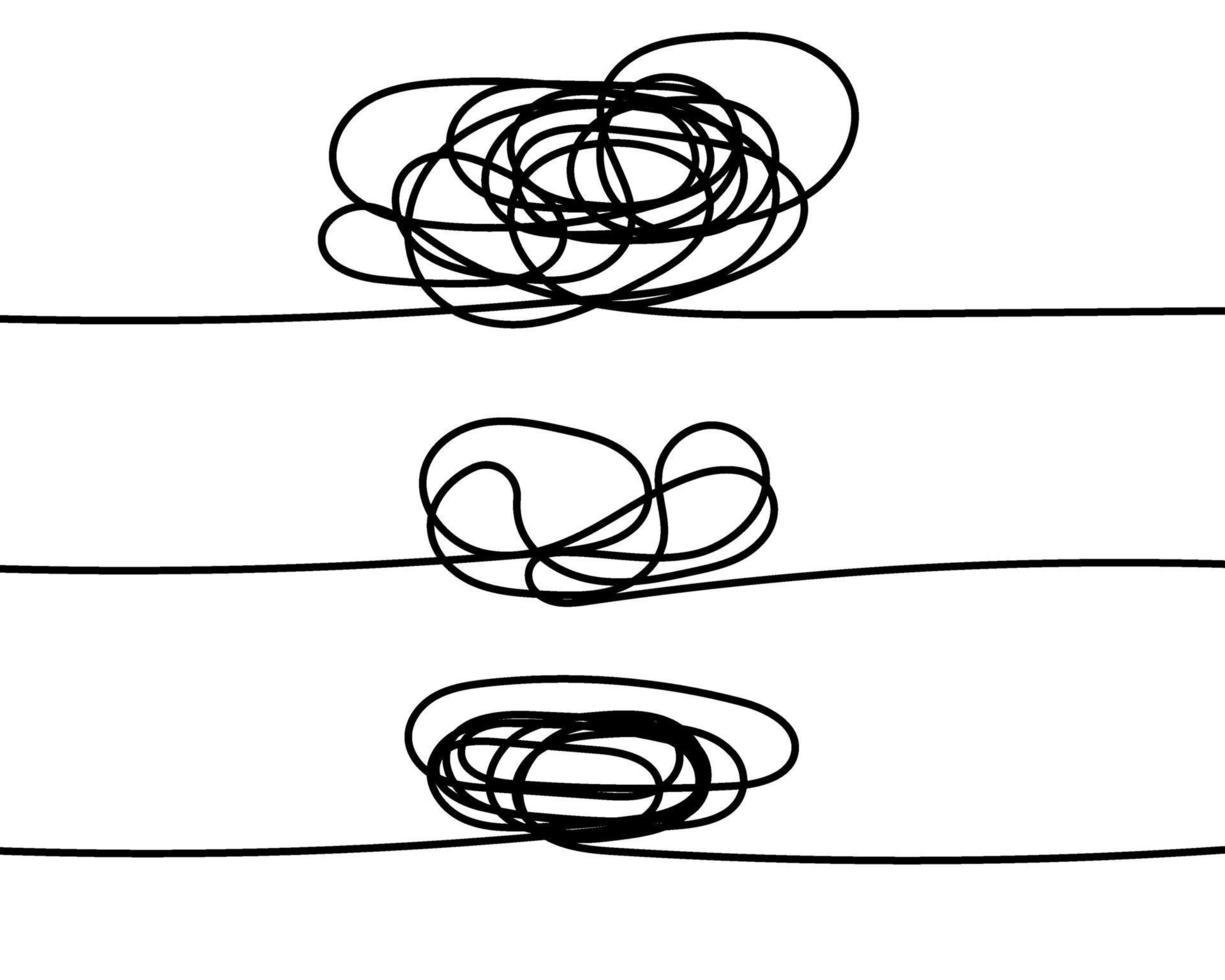 Set of lines with scribble round elements vector