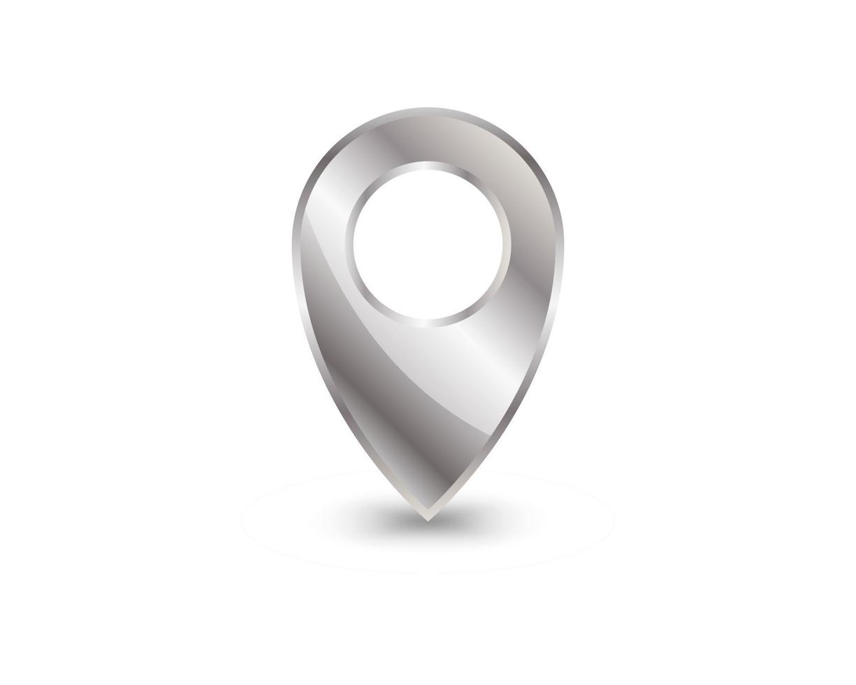 Silver Map pin icon isolated on white background. Pointer symbol