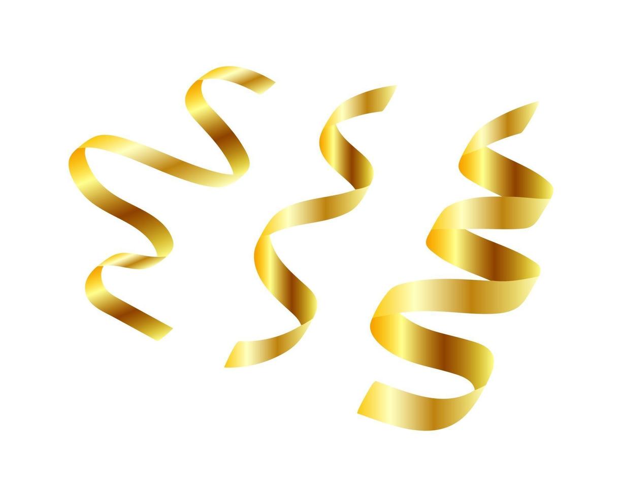 Set of golden satin ribbons isolated on white background vector