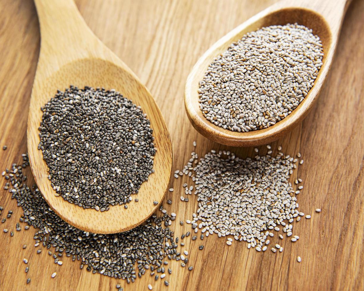 Chia seeds in the spoons photo
