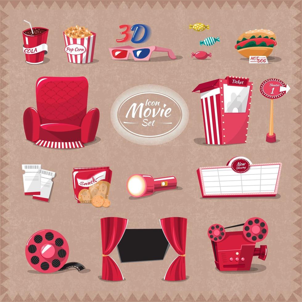 Movie icon set vector