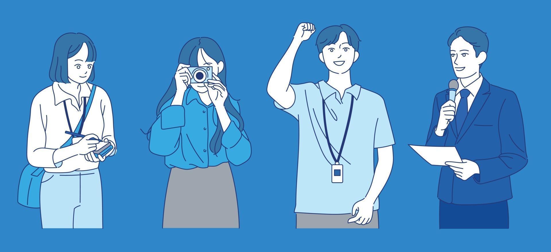 Young reporter character set vector