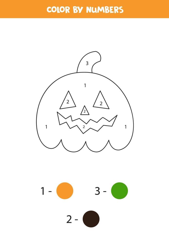 Página para colorear con calabaza de halloween de dibujos animados lindo. vector