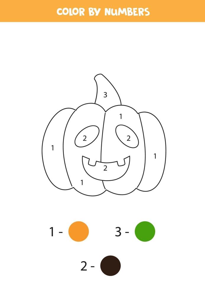 Página para colorear con calabaza de halloween de dibujos animados lindo. vector