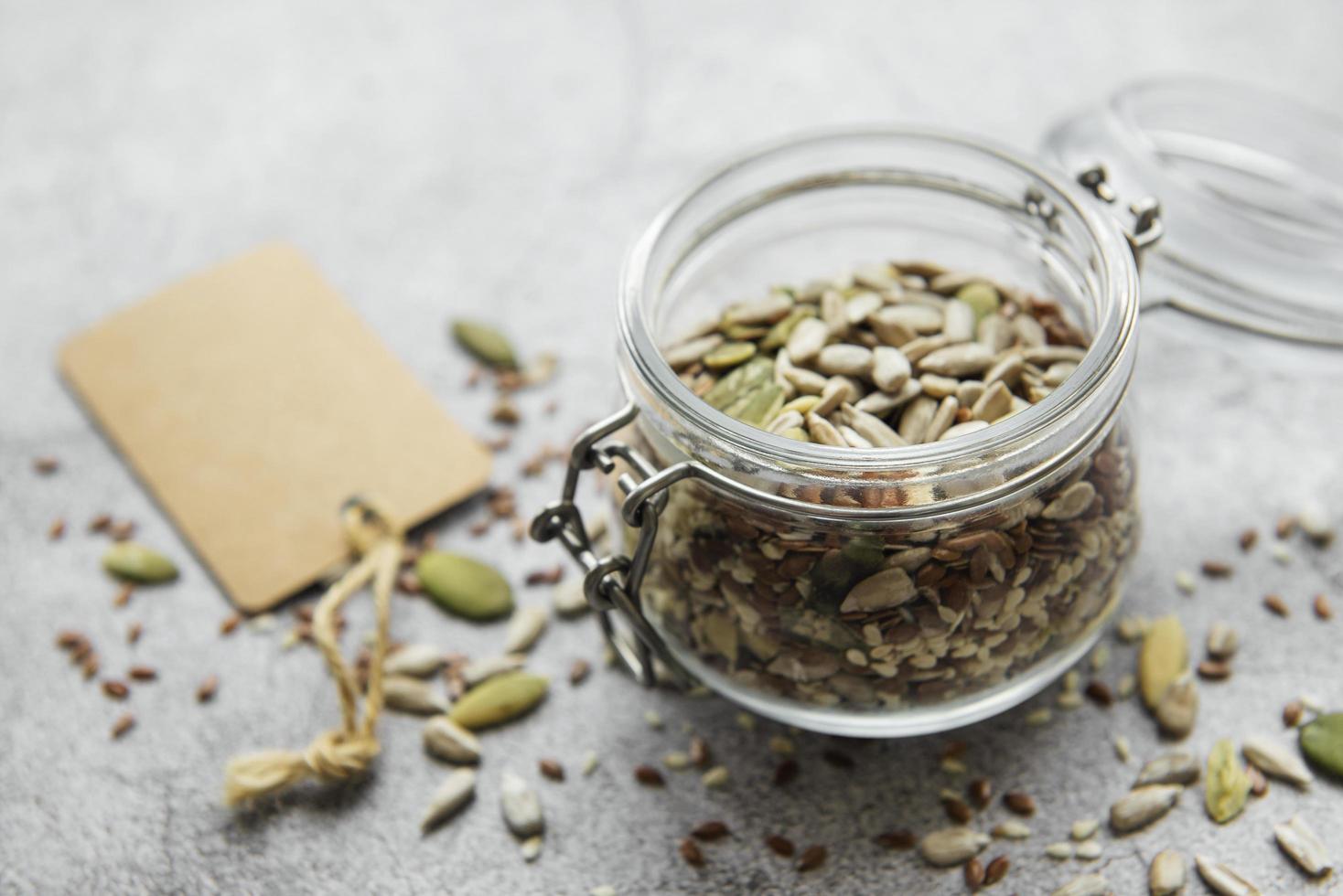 Mix different seeds for a healthy salad photo