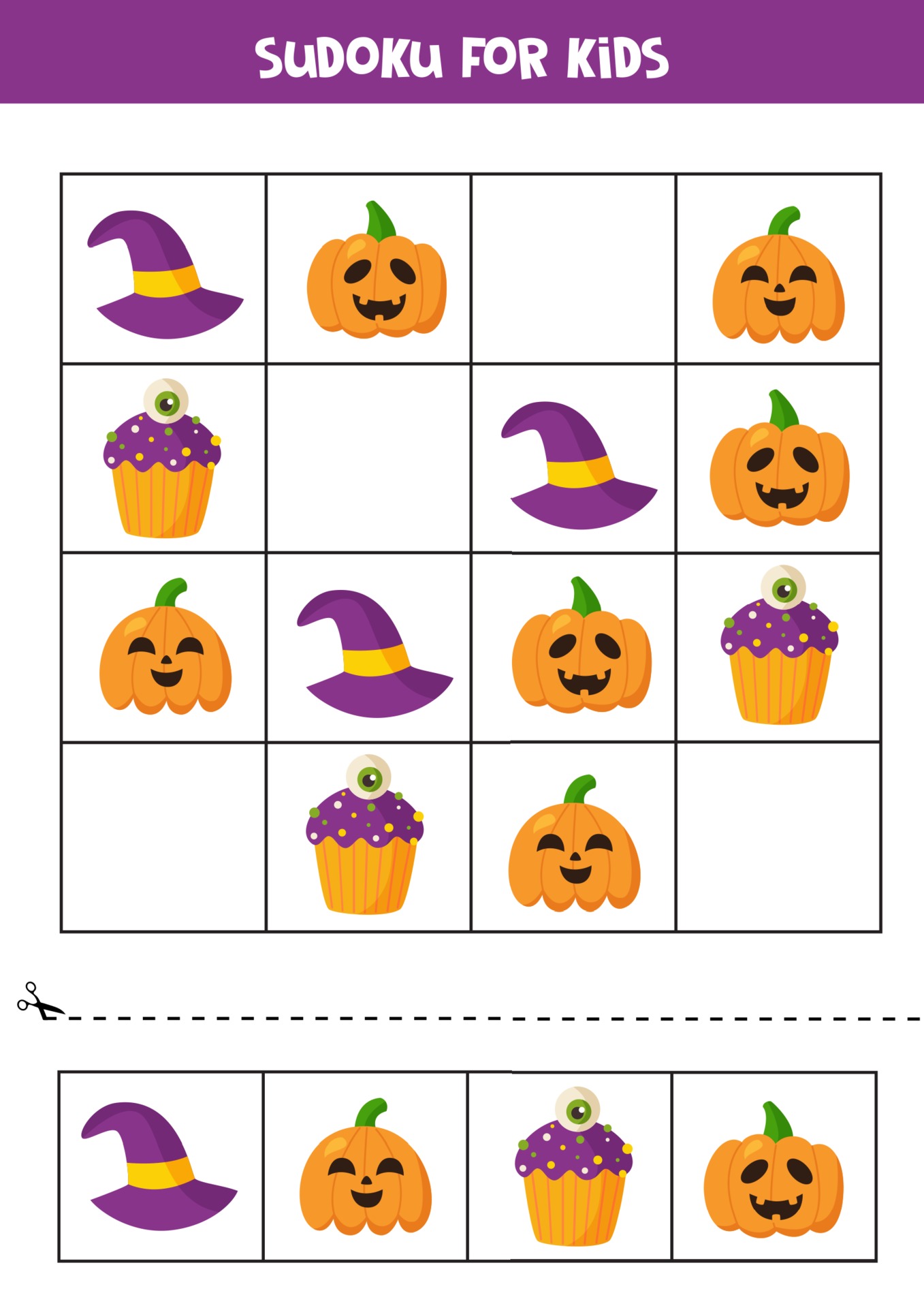 Jogo Sudoku Halloween Puzze Jogo De Lógica Infantil Ilustração do