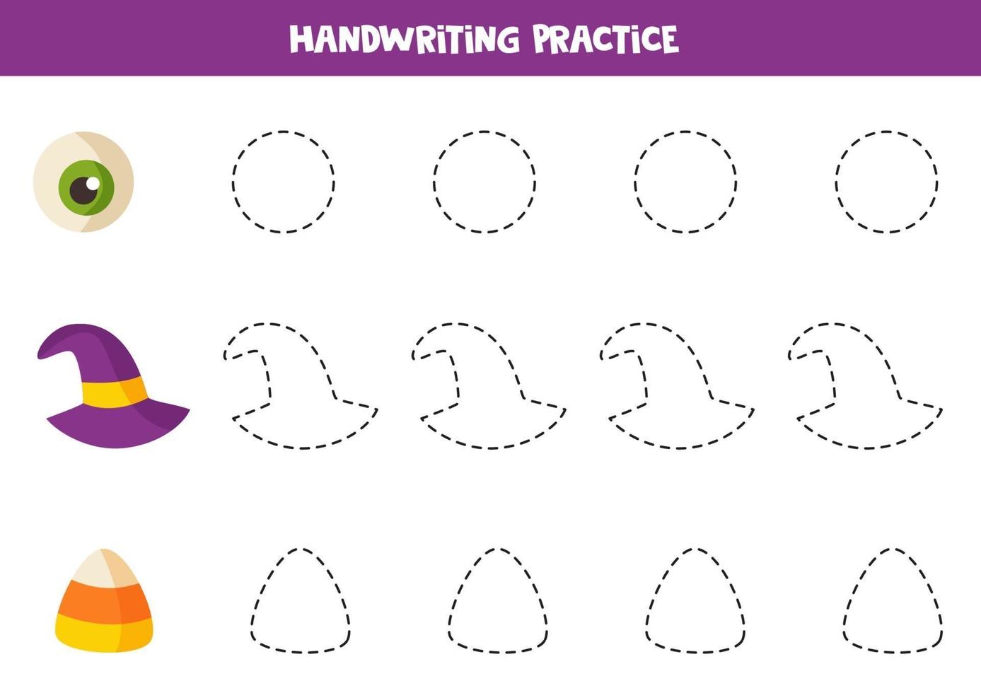 Tracing contours with spooky Halloween elements. Game for kids. vector