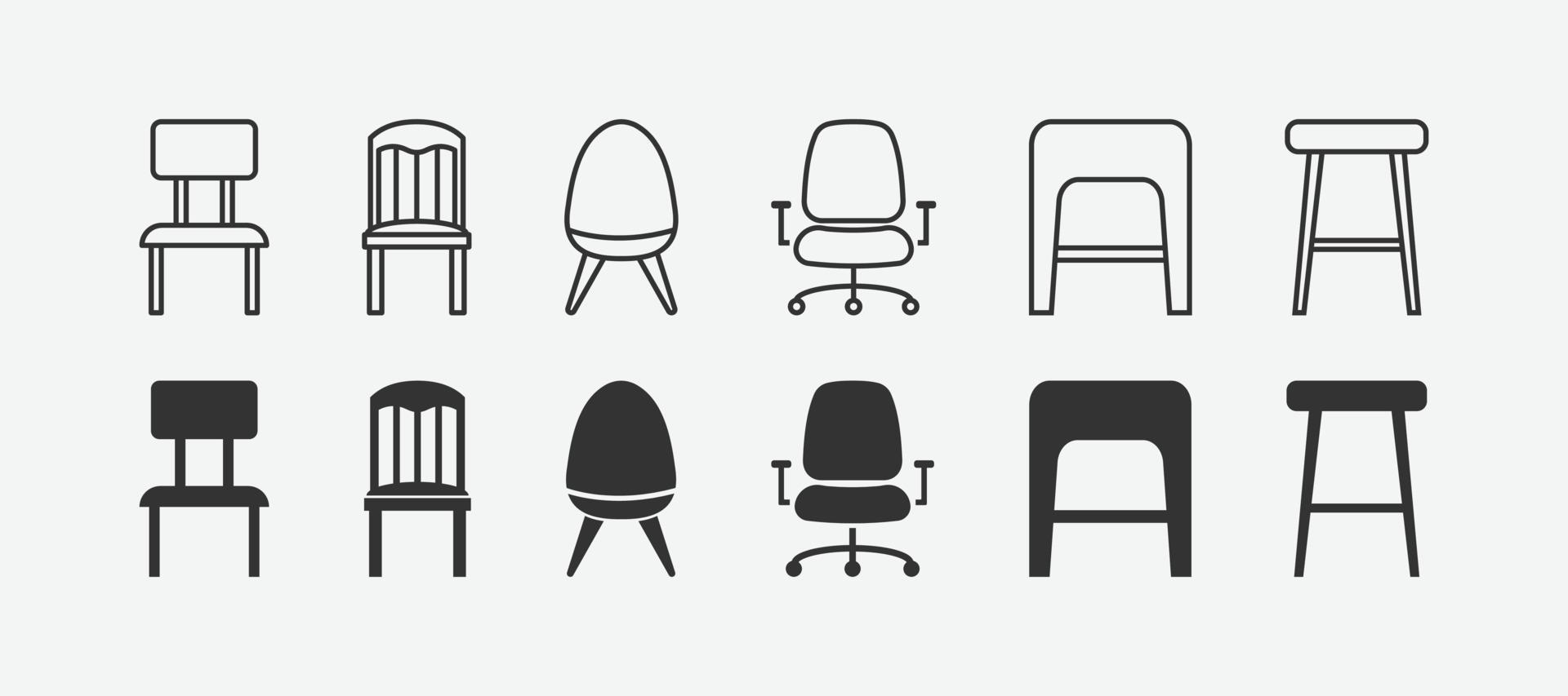 vector illustration of chair isolated icon set.