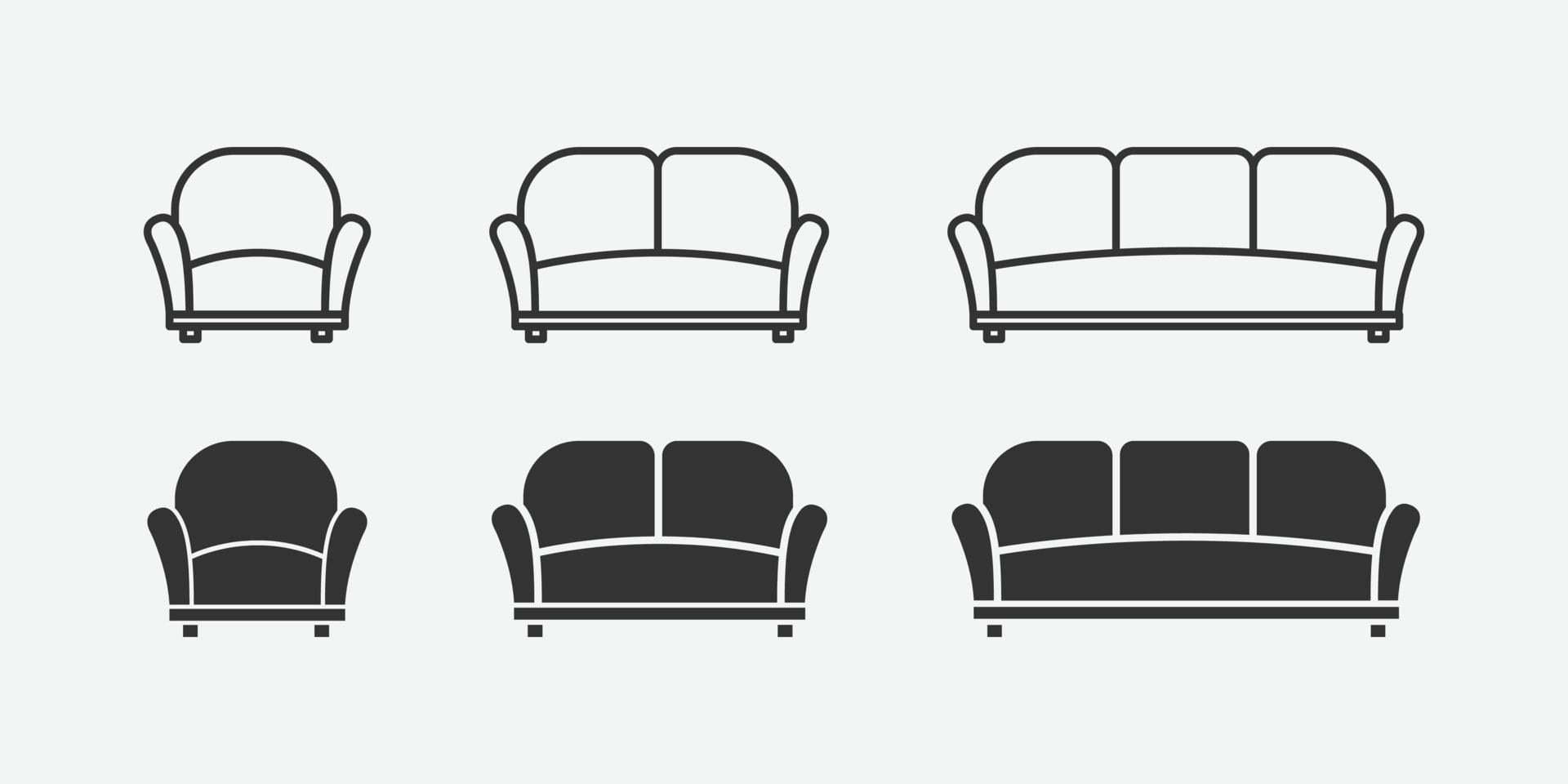 vector illustration of sofa isolated icon set.