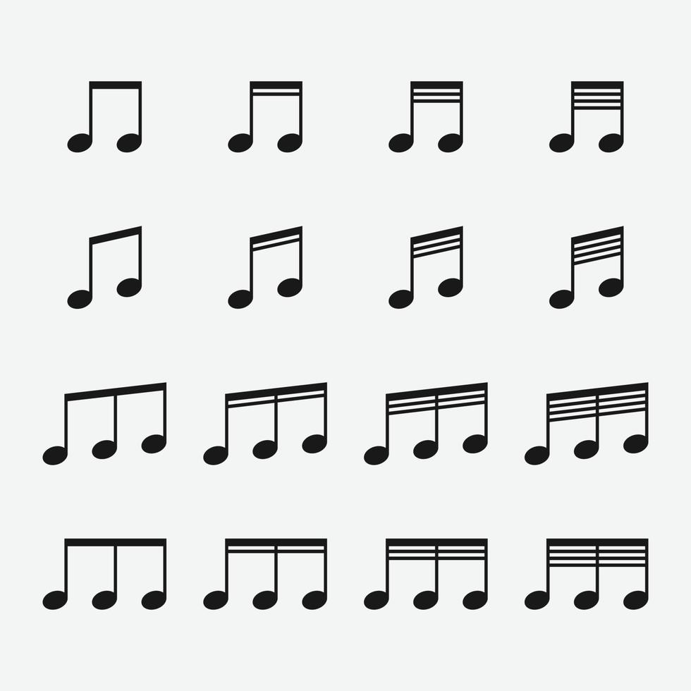 vector illustration of music note icons set
