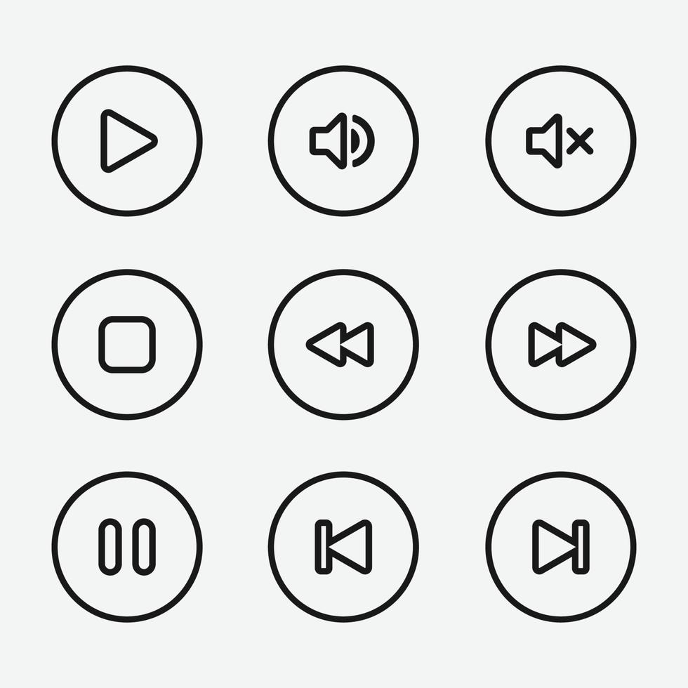 vector illustration of music button icons set