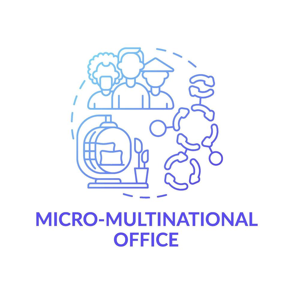 icono de concepto de oficina micro-multinacional vector